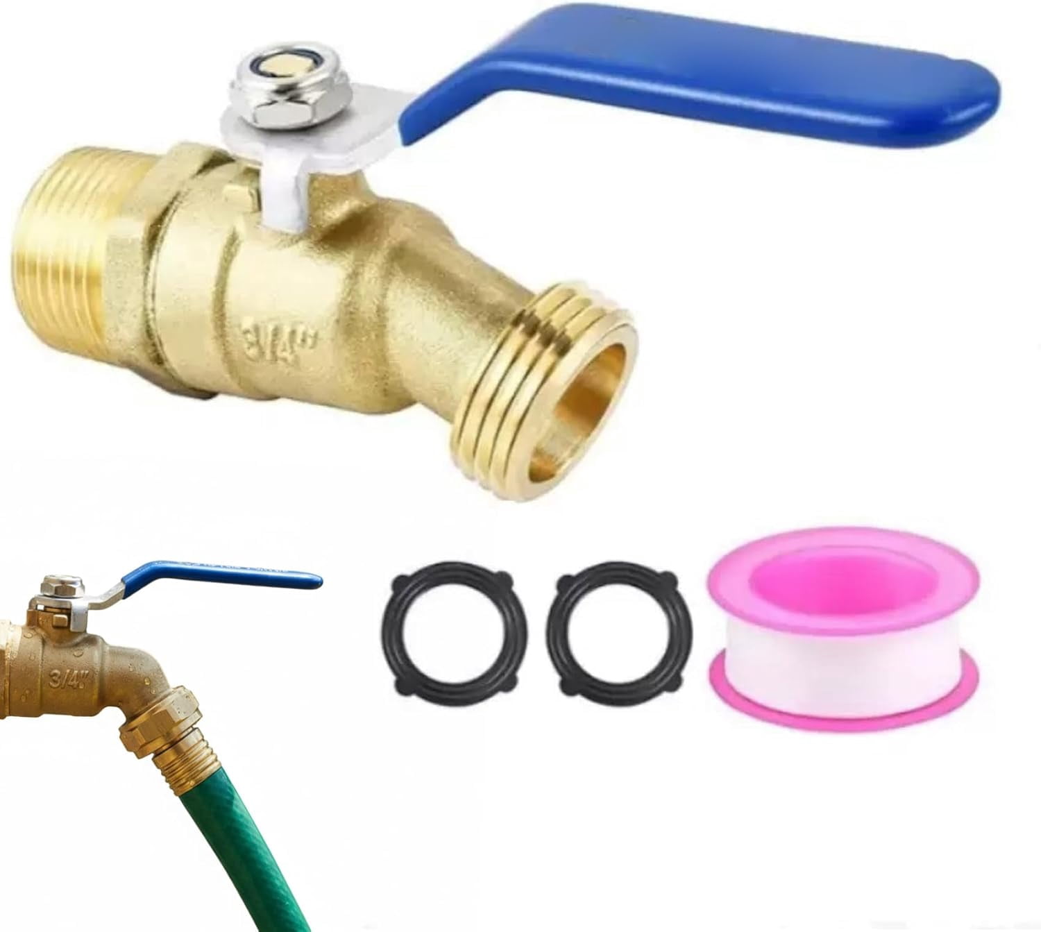 Generic Brass Rain Barrel Spigot 3/4 GHT Garden Hose