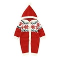 thumbnail image 1 of Generic Breathable Sweaters for Children's Boy Girl Christmas Snow Knitted Sweater Baby Hooded Jumpsuit Romper Cotton Outfits Clothes for Autumn Winter Comfortable Tops (3-6 Months,Red), 1 of 9