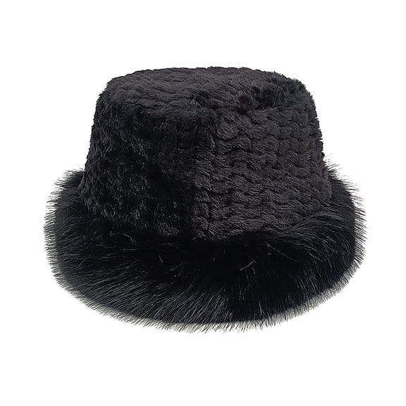 Generic Bucket Hats Fuzzy Solid Print Women Men Plush Cap Warm Soft Fisherman Hat Adjustable Winter Spring Autumn Solid Color Warm Plush Fisherman Hat