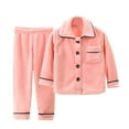 thumbnail image 1 of Generic Button up Pajamas for Toddler Kids Baby Boys Girls Solid Pajamas Winter Warm Coats Pants Outfits Set Toddler Regular Loose Comfortable Durable Pajamas ﻿, 1 of 2
