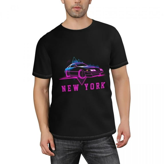 Generic California Car Letter Graphic Print T-shirts Men's Short Sleeve T-shirt (Multiple Styles) Black