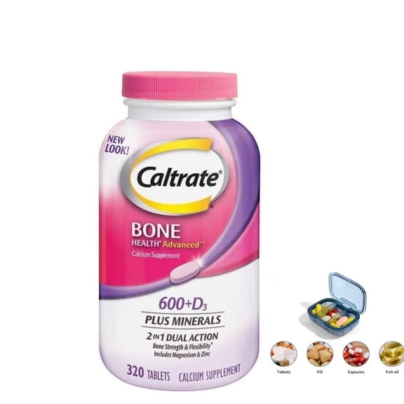 Caltrate Bone Health Calcium Supplement 600mg + D3 with Plus Minerals, Includes Magnesium & Zinc,320 Count
