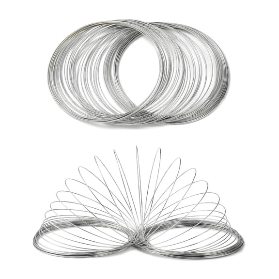 Generic Carbon Steel Memory Wire 1mm Inner Diameter 11.5cm 50 Circles Silver 16mm (16 AWG) Jewelry Making Wire DIY Bracelets Necklace Beading Crafts Part Number: CIRCLE-11.5-1-50-PLAT Gray