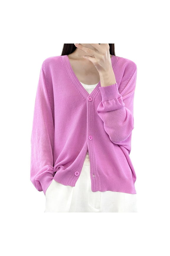 Cardigan Sweaters for Women Casual Lightweight Knit V Neck Button Down Sweater Tops Long Sleeve Shrugs Jacket Coats
