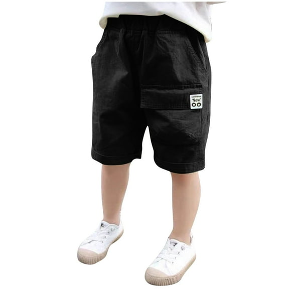 Generic Cargo Shorts for Boys Knee Length Wide Leg Bermuda Short Lightweight Baggy Elastic Waist Short Pant for 4-13 Years
