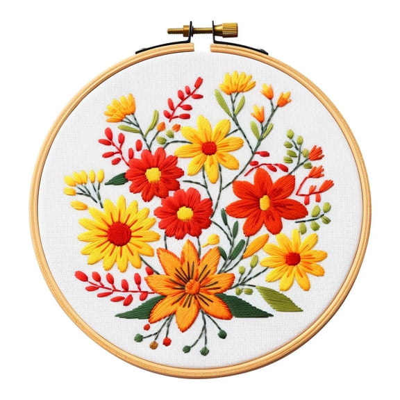 Generic Cartoon Simple Little Wild Flowers DIY 11CT Stamped Cross Stitch Kits Easy for Beginners Children with Hoop Needlepoint Counted Embroidery Kits Art Craft Wall Decor 12x12inch(15)
