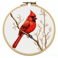 thumbnail image 1 of Generic Cartoon Simple Red Cardinal on Branch DIY Stamped Cross Stitch Kits Easy for Beginners and Children with Hoop 11CT Needlepoint Counted Embroidery Kits Art Craft Wall Decoration 12x12inch(2), 1 of 9