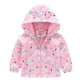 thumbnail image 1 of Generic Casual Jackets Printing Hooded Outerwear Zipper Coats for Toddler Boys Girls Long Sleeve Windproof Coats Breathable Comfortable Autumn Winter Clothes for Indoor Outdoor（18-24 Months Pink）, 1 of 4