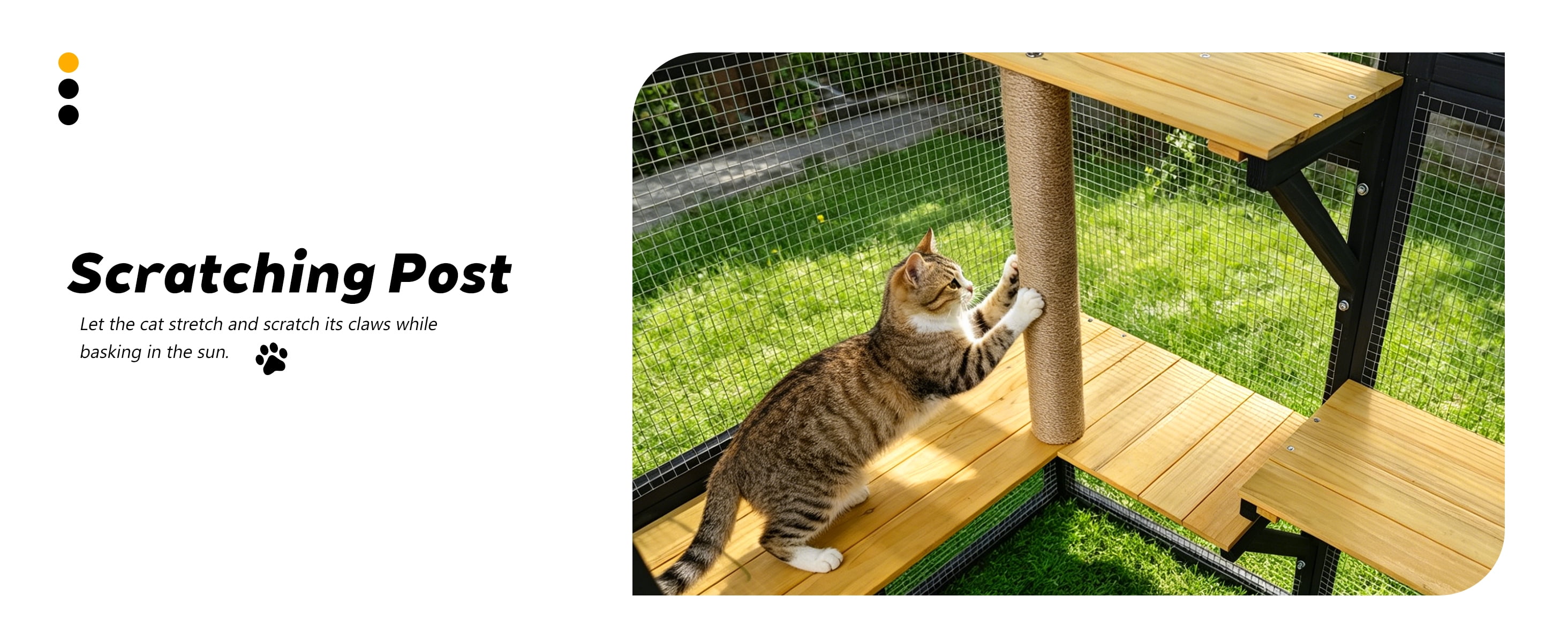 Generic Cat Catio Outdoor Enclosure - Large Wooden Walk-in Cat House - 2 Condos, 5 Platforms, Weatherproof Roof