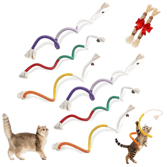 Generic Cat Toys Chew Ropes with Refillable Natural Catnip,27"" Extended Teeth Cleaning Cotton Rope Self Play Toy Interactive Cat Nip Kitty Toys for All Breeds (6PCS,Mix)