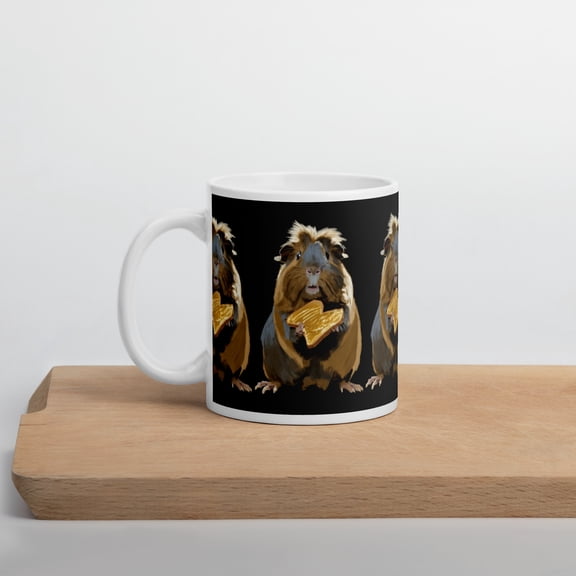 Generic Ceramic Coffee Mug, 11, Surprised Guinea Pig with Toast