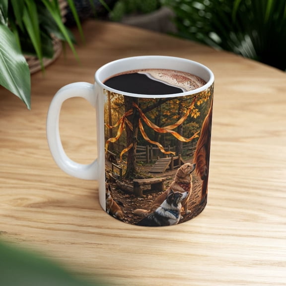 Generic Ceramic Mug Wolf Dog Park Fantasy Wolf Dog Design 11 oz White