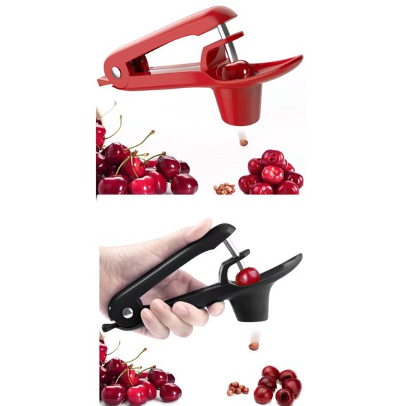 Generic Cherry Pitter Tool, Stainless Steel Cherries Pitter Corer and Seed Remover with Space-Saving Lock Design for Making Cherry Jam, Handheld Manual Fruit Core Extractor, Black