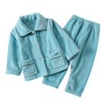 thumbnail image 1 of Generic Child Clothes Sleepwear Autumn Winter Solid Color Sleepwear Set Home Clothes For Boys And Girls Medium Small Thick Warm Children's Sleepwear(6-7 Years,Mint Green), 1 of 3