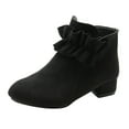 thumbnail image 1 of Generic Children Baby Girls Princess Casual Shoes Short Single Boots Bowknot Side Zipper Dress Warm Snow Boots Wedding Party Christmas Princess Dress Shoes (9.5-10 Years,Black), 1 of 2