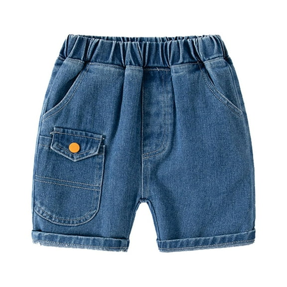 Generic Children Boys Girls Toddler Chambray Jeans Pants Shorts for Hot Summer Time Holiday Party Beach（3-4 Years Blue）