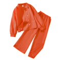 thumbnail image 1 of Generic Children Clothing Autumn New Medium Large Children Lapel Long Sleeve Shirt Trousers Girls Suit Breathable Comfortable Autumn Winter Clothes for Holiday Party （10 Years Orange）, 1 of 9