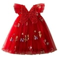 thumbnail image 1 of Generic Children Gown Dresses Toddler Baby Girl Baby Clothes Summer Butterfly Wing Lace Casual Short Sleeve Dress for Bowknot Flower Pageant Party Wedding(1-2 Years,Red), 1 of 3