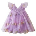thumbnail image 1 of Generic Children Gown Dresses Toddler Baby Girl Baby Clothes Summer Butterfly Wing Lace Casual Short Sleeve Dress for Bowknot Flower Pageant Party Wedding(2-3 Years,Purple), 1 of 3