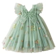 thumbnail image 1 of Generic Children Gown Dresses Toddler Baby Girl Baby Clothes Summer Butterfly Wing Lace Casual Short Sleeve Dress for Bowknot Flower Pageant Party Wedding(4-5 Years,Green), 1 of 5