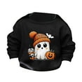 thumbnail image 1 of Generic Children Halloween Cute Little Bats and Pumpkin Printed Round Neck Sweater Autumn Hoodie Autumn Winter Clothes for Holiday Christmas Party（1-2 Years Black）, 1 of 4