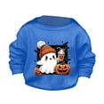 thumbnail image 1 of Generic Children Halloween Cute Little Bats and Pumpkin Printed Round Neck Sweater Autumn Hoodie Autumn Winter Clothes for Holiday Christmas Party（7-8 Years Blue）, 1 of 4