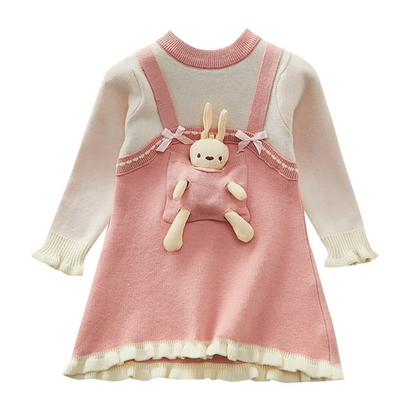 Generic Children Knitted Outwear for Baby Toddler Girls Children Round Neck Sleeveless Princess Dress Lace Puffy Dresses Party Wedding Prom Dresses(Pink,2-3 Years)