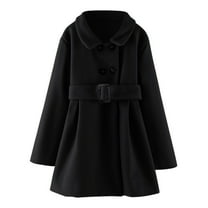 Generic Children'S Cozy Woolen Jacket Girls' Winter Long Sleeve Wool Trench Coat Toddler Girls Winter Windproof Coat Jacket Kids Warm Outerwear Jacket Toddler Baby Girls Boys Hooded Jacket