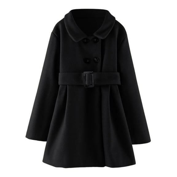 Generic Children'S Cozy Woolen Jacket Girls' Winter Long Sleeve Wool Trench Coat Toddler Girls Winter Windproof Coat Jacket Kids Warm Outerwear Jacket Toddler Baby Girls Boys Hooded Jacket