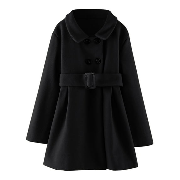 Generic Children'S Cozy Woolen Jacket Girls' Winter Long Sleeve Wool Trench Coat Toddler Girls Winter Windproof Coat Jacket Kids Warm Outerwear Jacket Toddler Baby Girls Boys Hooded Jacket