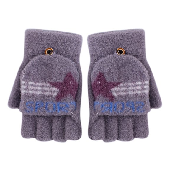 Generic Children'S Ribbed Knit Flip Gloves Kids' Convertible Fingerless Gloves Mittens Fingerless Flip Top Winter Warm Kids Gloves Knitted Children Kids Gloves & Mittens