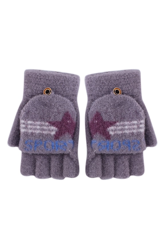 Generic Children'S Ribbed Knit Flip Gloves Kids' Convertible Fingerless Gloves Mittens Fingerless Flip Top Winter Warm Kids Gloves Knitted Children Kids Gloves & Mittens