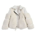thumbnail image 1 of Generic Cute Warm Winter Snow Wear Toddler Girls Jacket Long Sleeve Fall Winter Kids Zipper Up Solid Jackets Warm Woolen Leather Jacket Coats(White,7-8 Years), 1 of 4