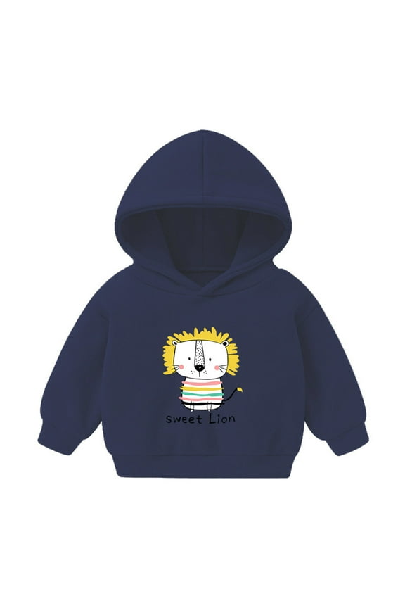 Children'S Warm Fleece Hoodie Children'S Pullover Sweatshirt Toddler Boys Girls Winter Long Sleeve Hoodie Sweatshirt Outwear For Kids Cartoon SWEET Lions Prints Kids' Holiday-Themed Pullover
