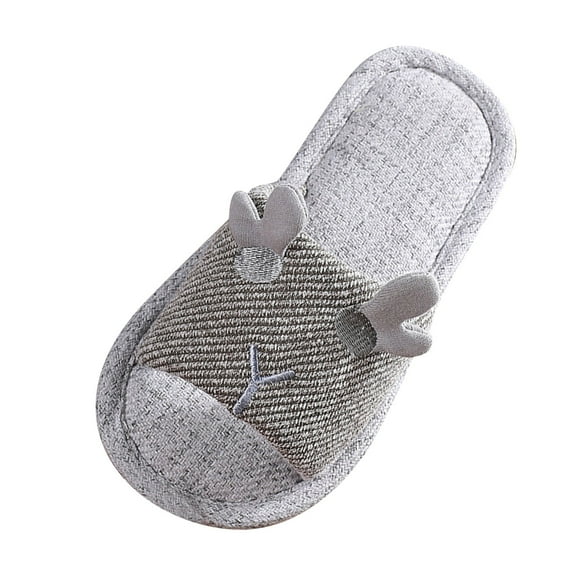 Generic Children Slippers Children Linen Slippers Indoor Home Cotton And Linen Soft Sole Slippers Autumn Winter Clothes（4-4.5 Years Gray）