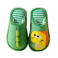 thumbnail image 1 of Generic Children Toddler Boys Girls Dinosaur Slippers Toddler Comfort House Slippers Cute Warm Plush Slip On Boys Girls Indoor Winter Home Cotton Shoes（6-7 Years Green）, 1 of 8