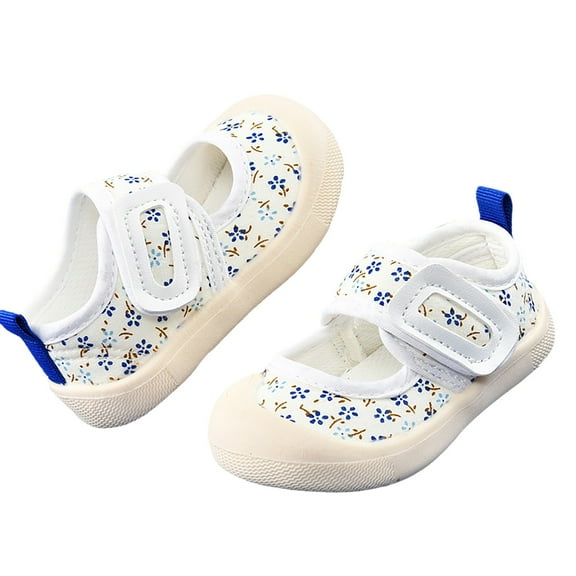 Generic Children Toddler Boys Girls Sandals Boys Girls Spring Autumn Sports Shoes Cute Flower Print Non Slip Bottom Mesh Toddler Unisex Sandals with Hook and Loop Straps（3-6 Months Blue）
