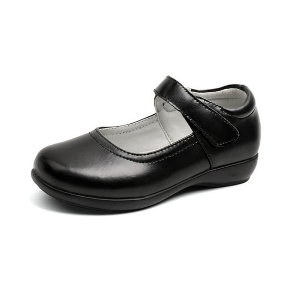 Generic Children Toddler Boys Girls Shoes School Shoes Strap Dress Shoes Black Princess Flat Bottomed Children's Soft Sole Small Leather Shoes with Hook and Loop Straps(11.5-12 Years Black)