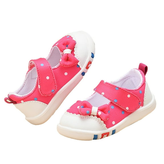 Generic Children Toddler Boys Girls Sneakers Cute Polka Dot Print Bow Breathable Net Design Walking Flat Bottom Breathable Sandals (3-3.5 Years Red)