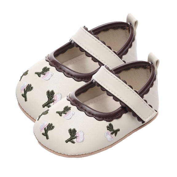 Generic Children Toddler Girls Cute Canvas First Walk Casual Shoes with Hook and Loop Straps Casual Lightweight Shoes for Kids Walking Shoes（0-6 Months Beige）