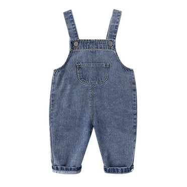 Generic Children Toddler Kids Baby Boys Girls Cute Denim Overalls Suspender Pants Outfits Spring Summer Autumn Clothes for Holiday Party Leisure（3-4 Years Blue）