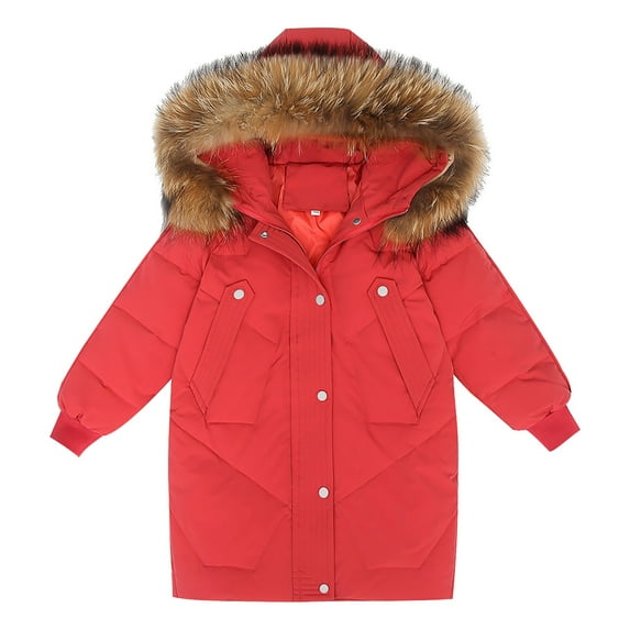 Generic Childrens Coat Girls Fashion Kids Boys Thick Coats Padded Winter Jacket Clothes 2024 for Simplicity Cozy Casual (14-15 Years,Red)