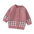 thumbnail image 1 of Generic Kids Outdoor Sweaters Baby Girl Boy Knit Cardigan Sweater Warm Pullover Tops Toddler Plaid Outerwear Jacket Coat Outfit Clothes for Cute Fashion Pullovers(9-12 Months,Pink), 1 of 9