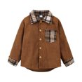 thumbnail image 1 of Generic Children Windproof Jackets Kids Toddler Baby Girls Boys Autumn Pocket Winter Plaid Cotton Long Sleeve Coat Jacket Clothes for 1-6 Years(Brown,4-5 Years), 1 of 9