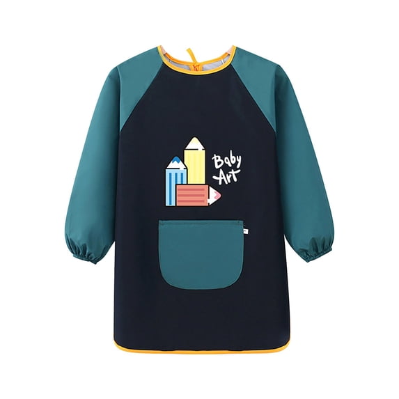 Generic Children's Art Overalls Boys Girls Apron Painting Supply Long Sleeves for Cooking Baking Painting Crafting Grilling Activity(3-4 Years Off-White)