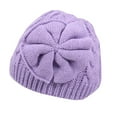 thumbnail image 1 of Generic Children's Beach Hats Baby Winter Warm Bow Knitted Woolen Hat Cotton Lining Baby Girls Cute Hat Baby Winter Hat Baby Hat Baby Boy Beanie Baby Girl Beanie(,Purple), 1 of 7