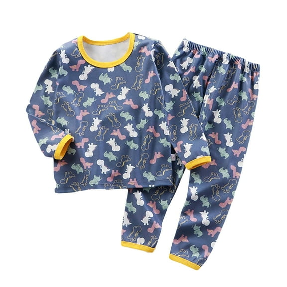 Generic Children’s Boys Girls Fall Winter Cartoon Fall Clothing Pants Warm Pajamas Homewear Family Matching Christmas and Holiday Pajama Sets ﻿(6-7 Years,Navy)