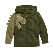 Generic Children's Breathable Hoodies Toddler Kids Baby Boys Clothes Dinosaur Zip Up Fall Winter Sweatshirt Long Sleeve Hooded Tops with Pocket for Fashion Pullovers(2-3 Years,Green)
