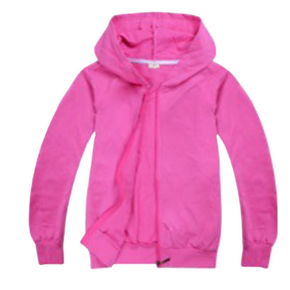 Generic Children's Cardigan Zipper Cotton Jacket Solid Color Spring and Autumn Thin for Fashion Casual Breathable Clothing (9-10 Years,Hot Pink)