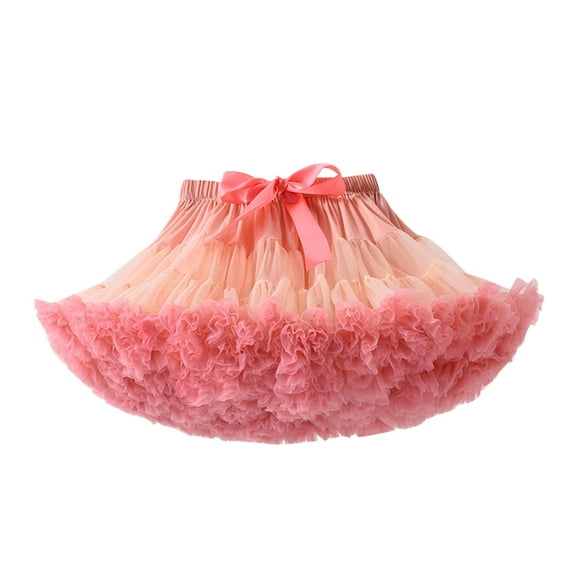 Generic Children's Christmas Outfits Kids Toddler Baby Girls Soft Fluffy Tutu Skirt Solid Bowknot Patchwork Party Carnival Mesh Tulle Tutu Skirt for Outdoor Fashion Casual (4-5 Years,Pink)